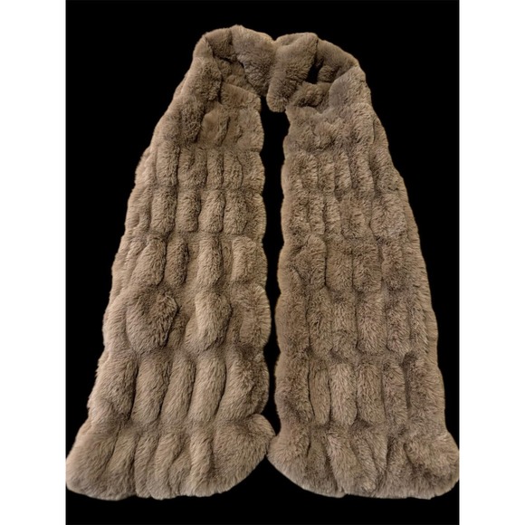 Tourance Accessories - Tourance Light Brown Soft & Fluffy Beautiful Faux Fur Scarf 8" wide x 63"  Long